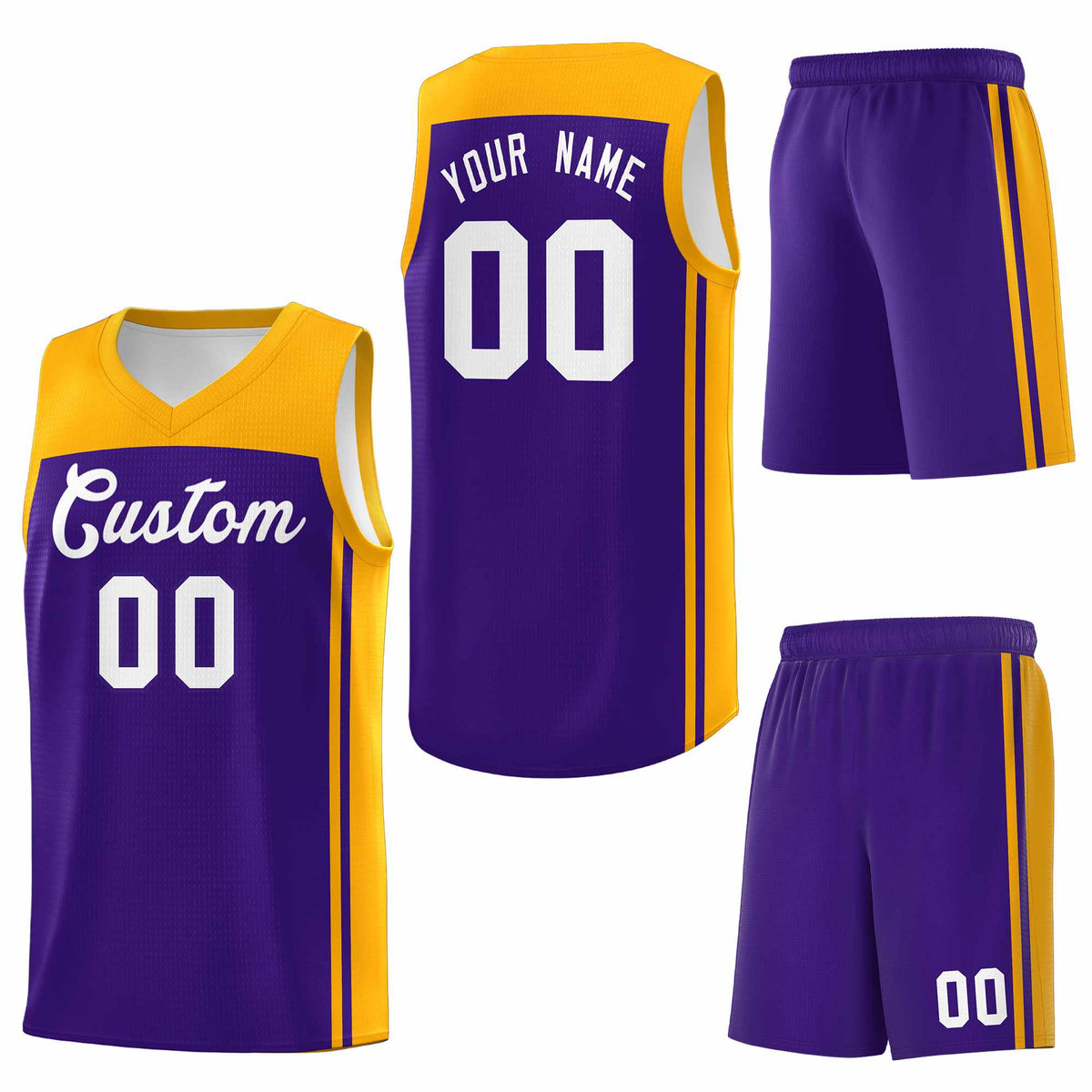 Custom Purple Yellow Classic Sets Sports Uniform Basketball Jersey