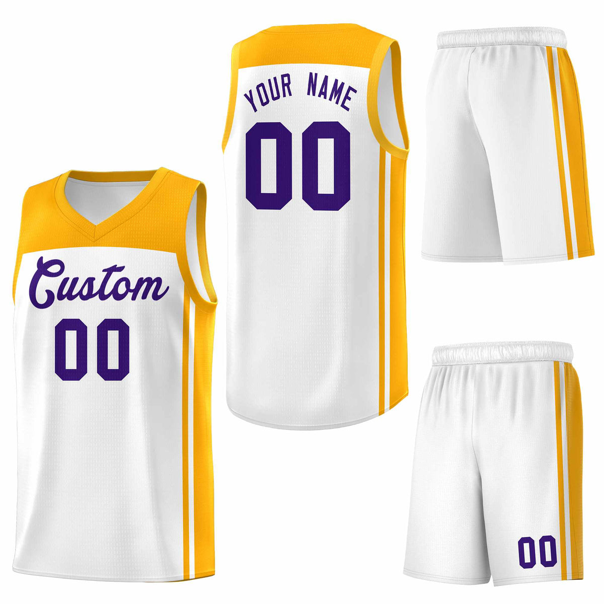 Custom White Yellow Classic Sets Sports Uniform Basketball Jersey