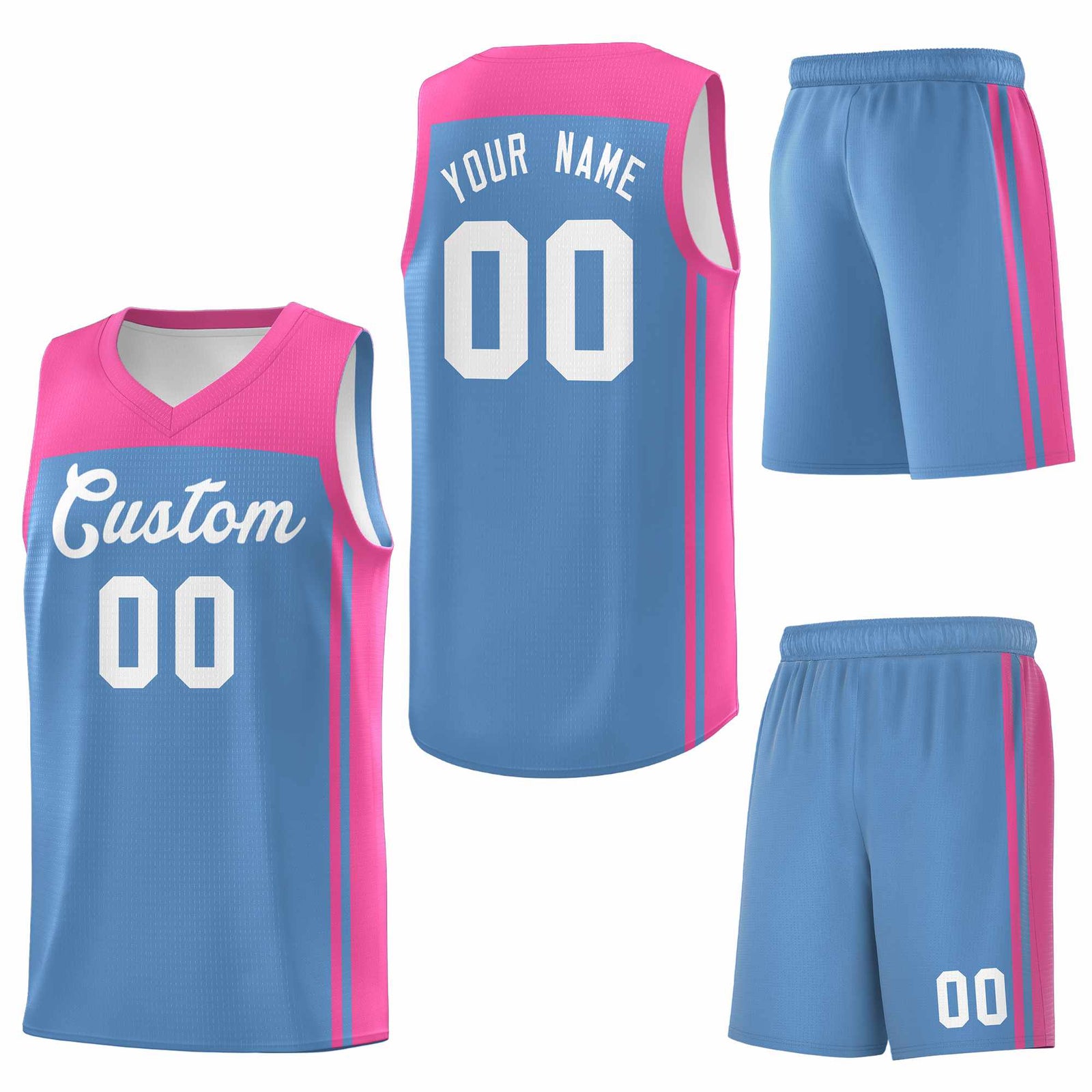 Custom Light Blue Pink Classic Sets Sports Uniform Basketball Jersey