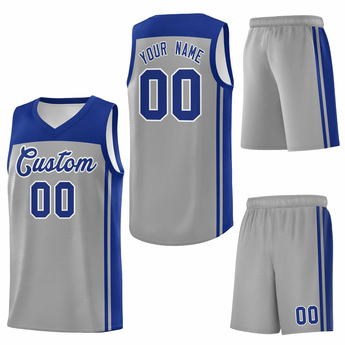 Custom Grey Navy Classic Sets Sports Uniform Basketball Jersey