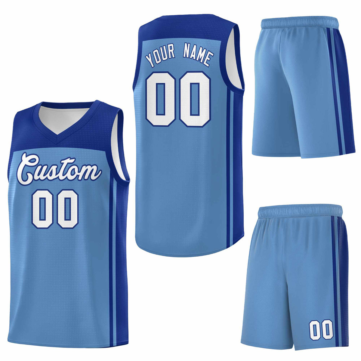 Custom Light Blue Royal Classic Sets Sports Uniform Basketball Jersey