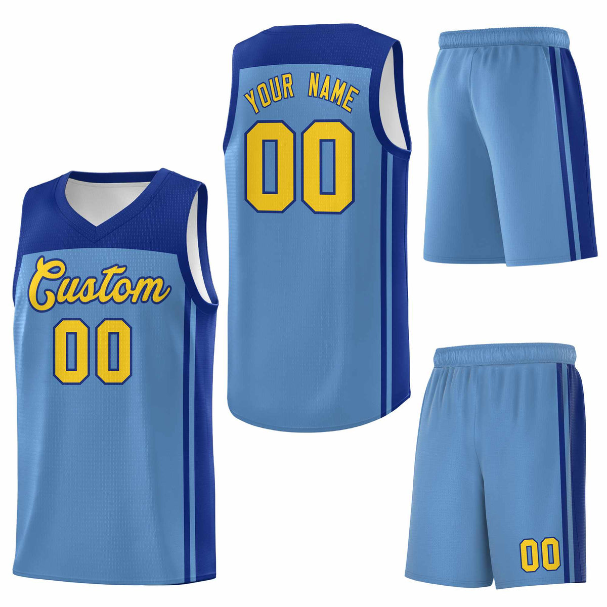 Custom Light Blue Royal Classic Sets Sports Uniform Basketball Jersey