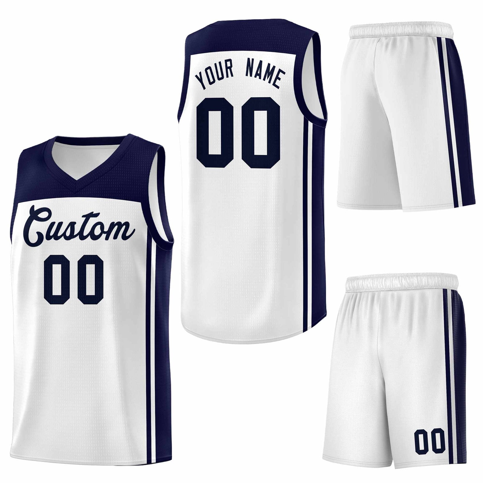Custom White Navy Classic Sets Sports Uniform Basketball Jersey