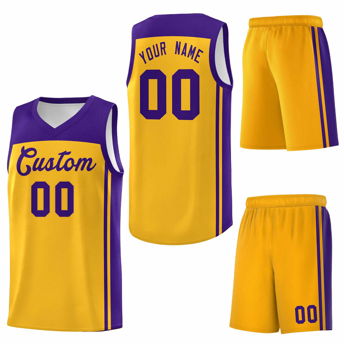 Custom Yellow Purple Classic Sets Sports Uniform Basketball Jersey