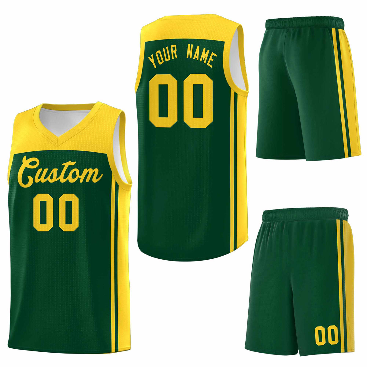 Custom Green Gold Classic Sets Sports Uniform Basketball Jersey