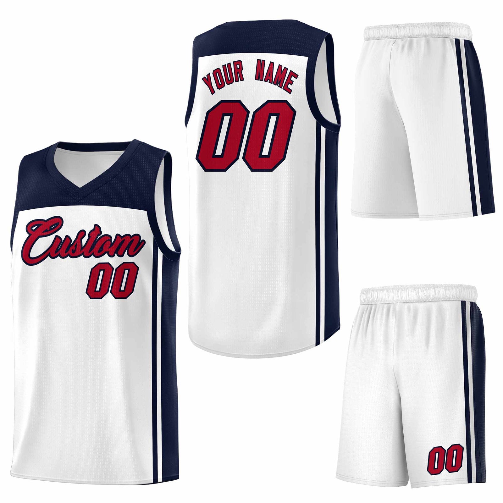 Custom White Navy Classic Sets Sports Uniform Basketball Jersey
