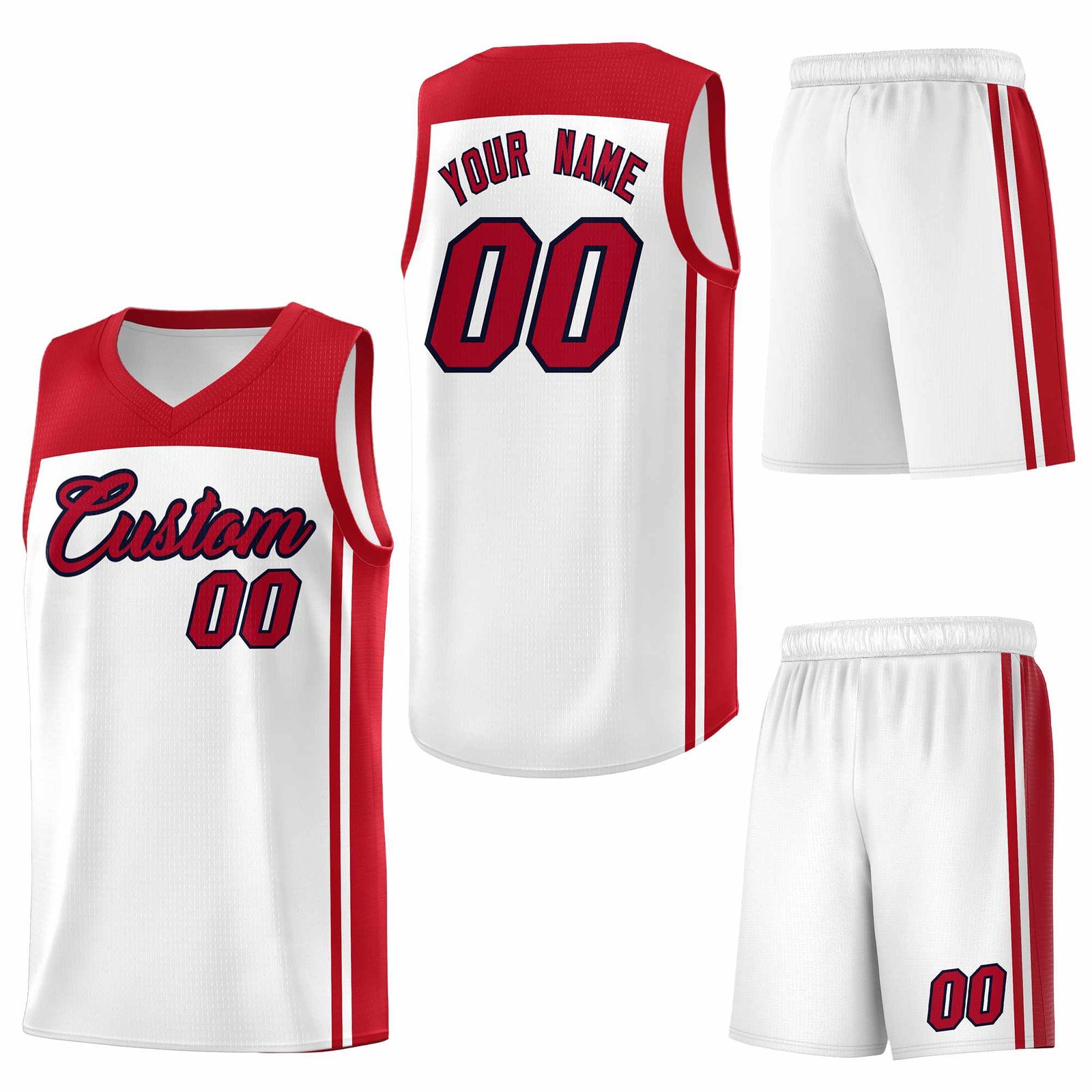 Custom White Red Classic Sets Sports Uniform Basketball Jersey
