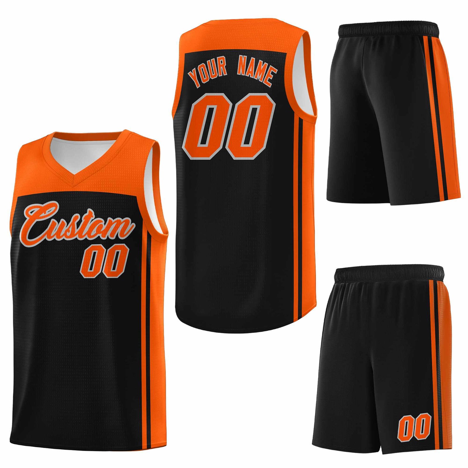 Custom Black Orange Classic Sets Sports Uniform Basketball Jersey