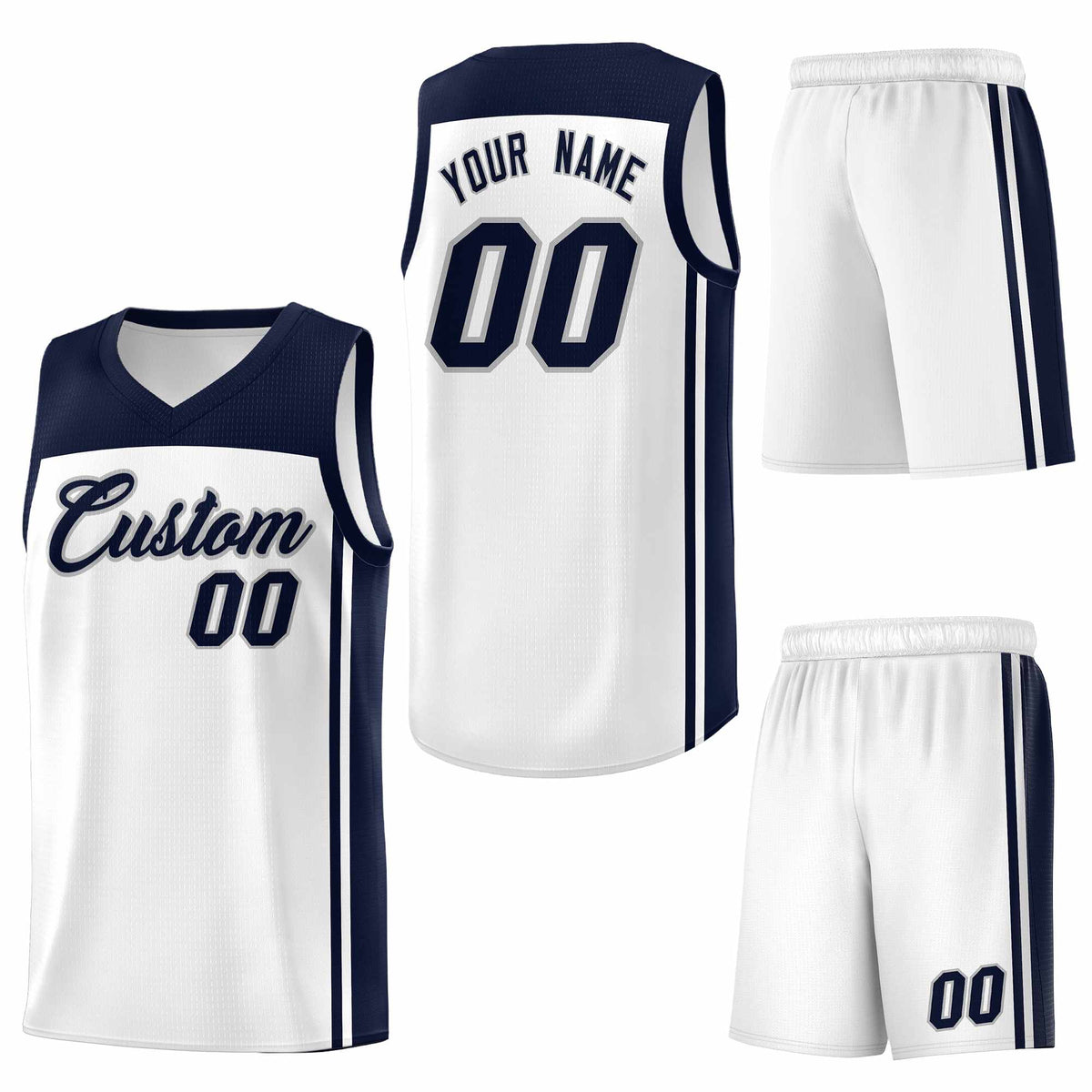 Custom White Navy Classic Sets Sports Uniform Basketball Jersey