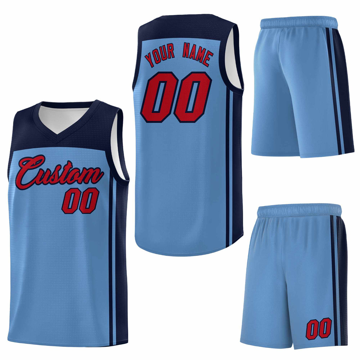 Custom Light Blue Navy Classic Sets Sports Uniform Basketball Jersey