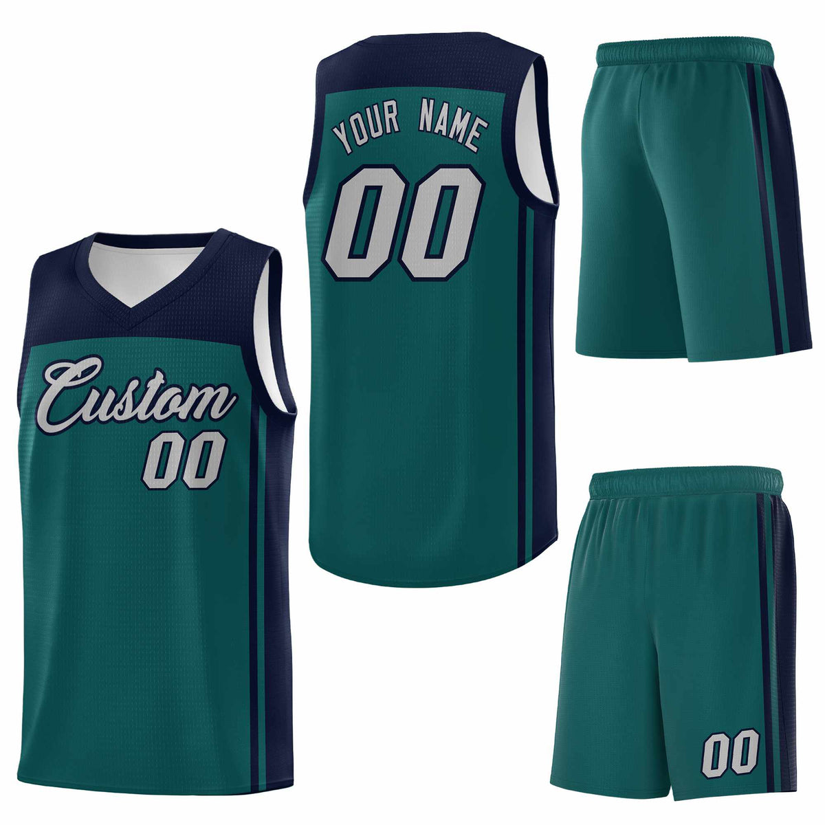 Custom Midnight Green Navy Classic Sets Sports Uniform Basketball Jersey