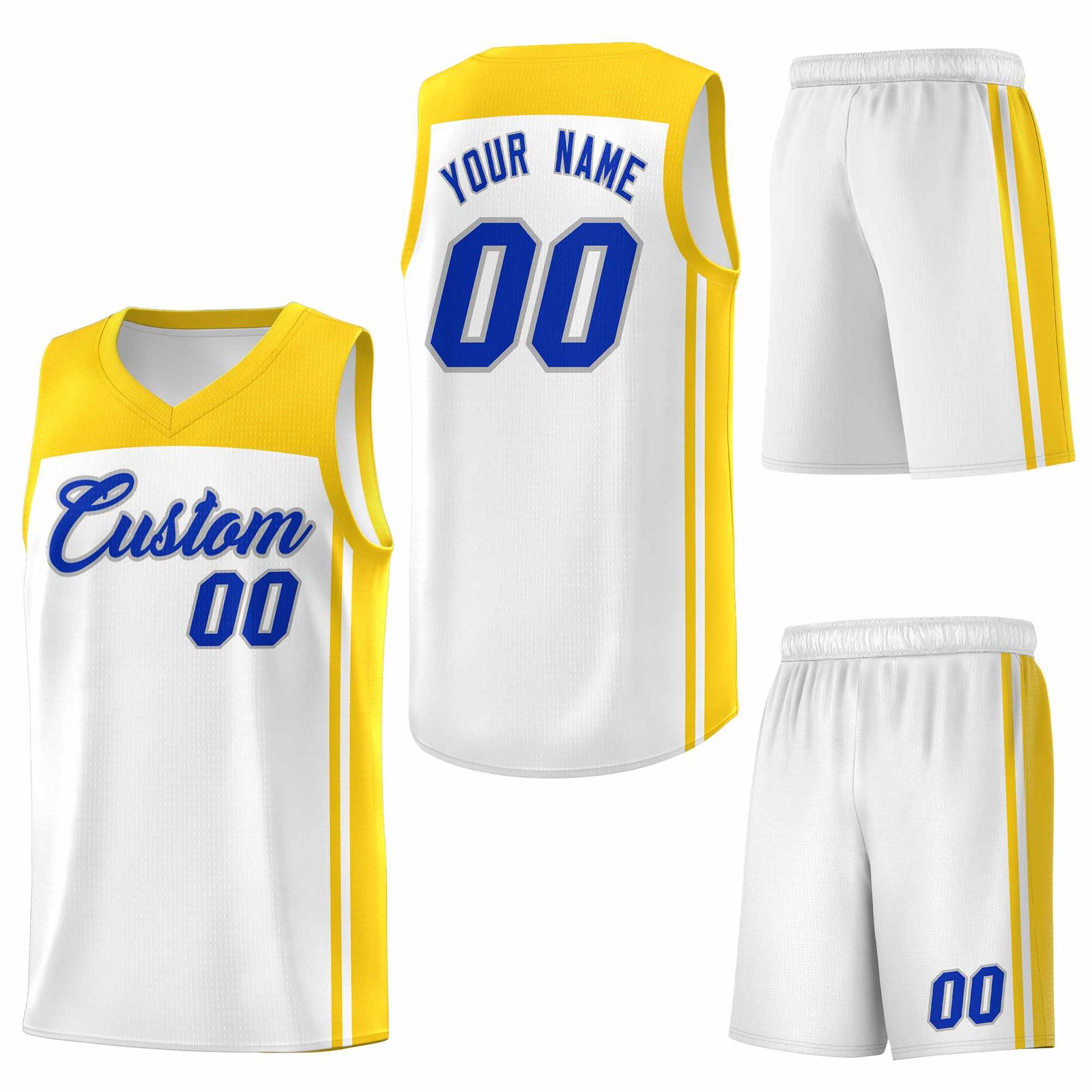 Custom White Gold Classic Sets Sports Uniform Basketball Jersey