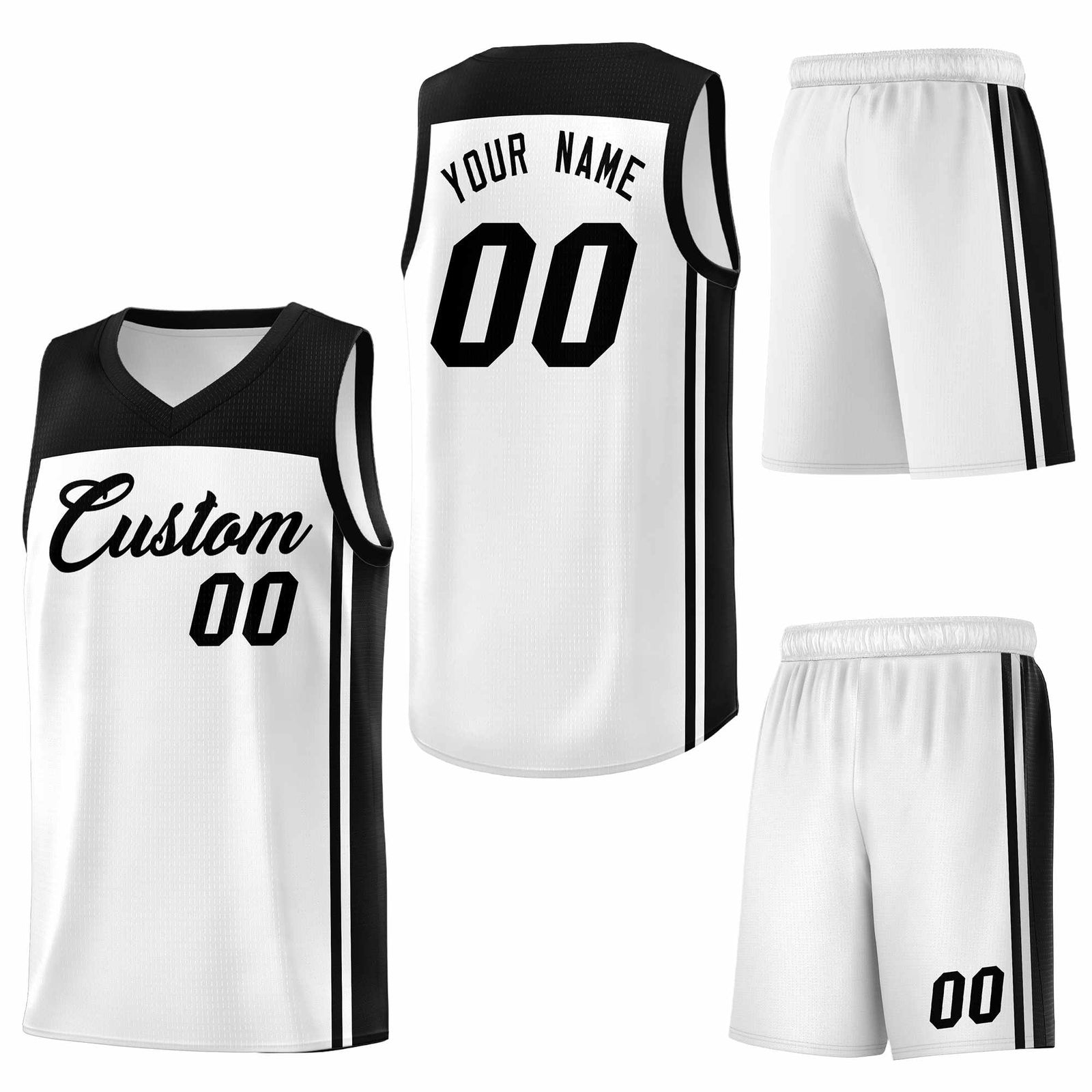 Custom White Black Classic Sets Sports Uniform Basketball Jersey