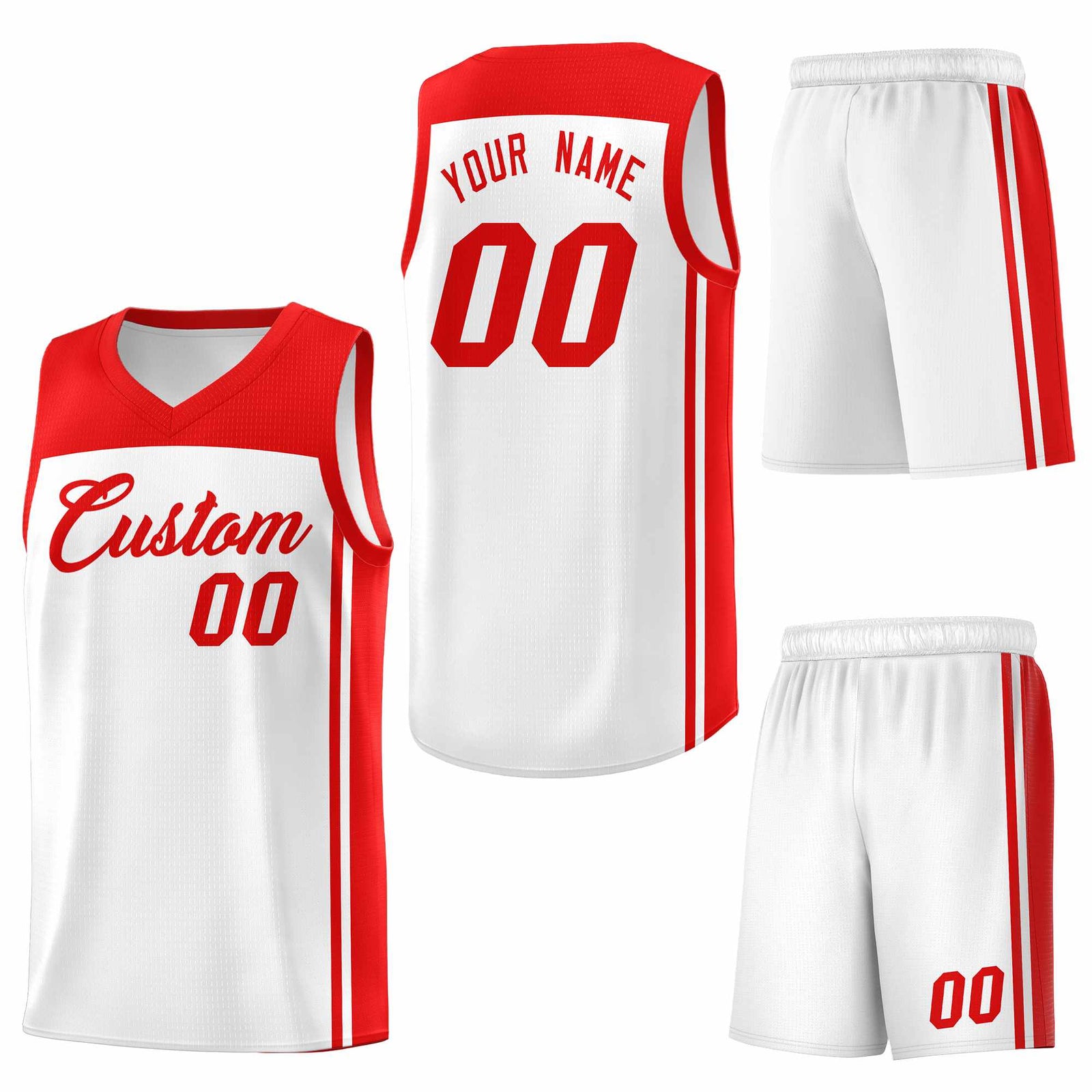 Custom White Red Classic Sets Sports Uniform Basketball Jersey