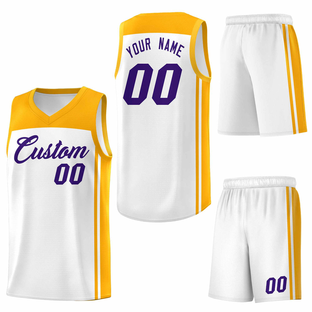 Custom White Yellow Classic Sets Sports Uniform Basketball Jersey
