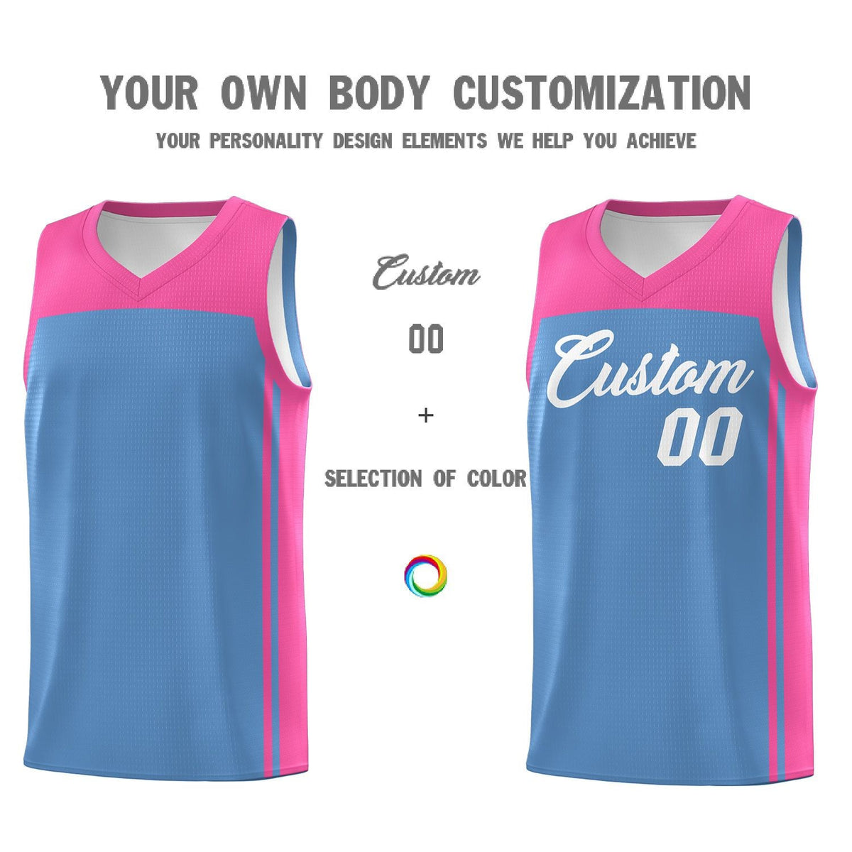 Custom Light Blue Pink Classic Sets Sports Uniform Basketball Jersey