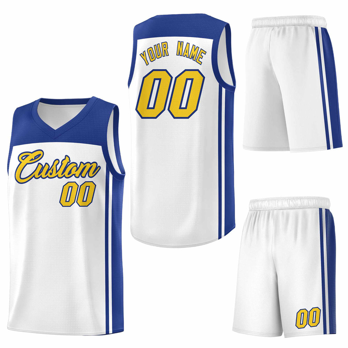Custom White Royal Classic Sets Sports Uniform Basketball Jersey