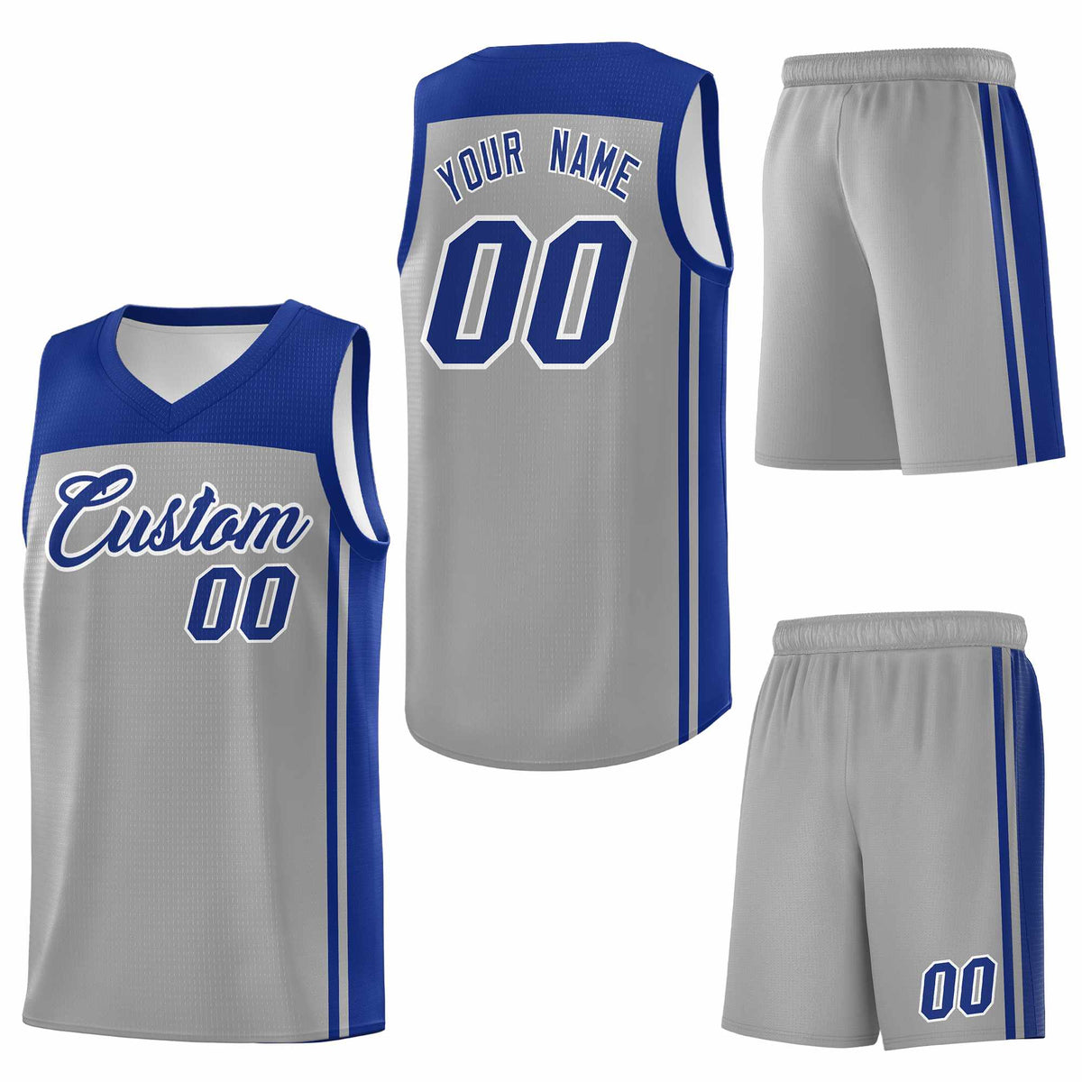Custom Grey Navy Classic Sets Sports Uniform Basketball Jersey