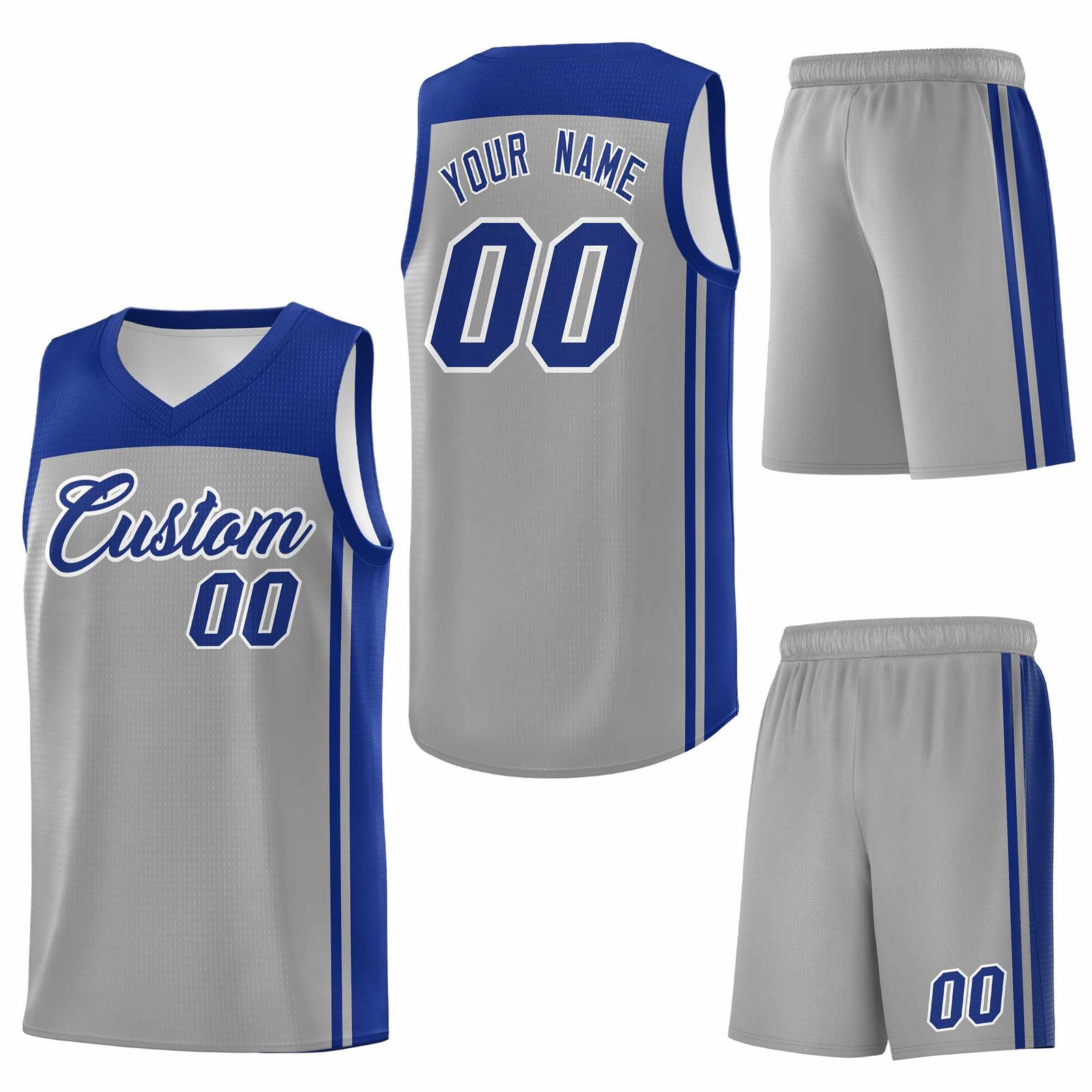 Custom Grey Navy Classic Sets Sports Uniform Basketball Jersey