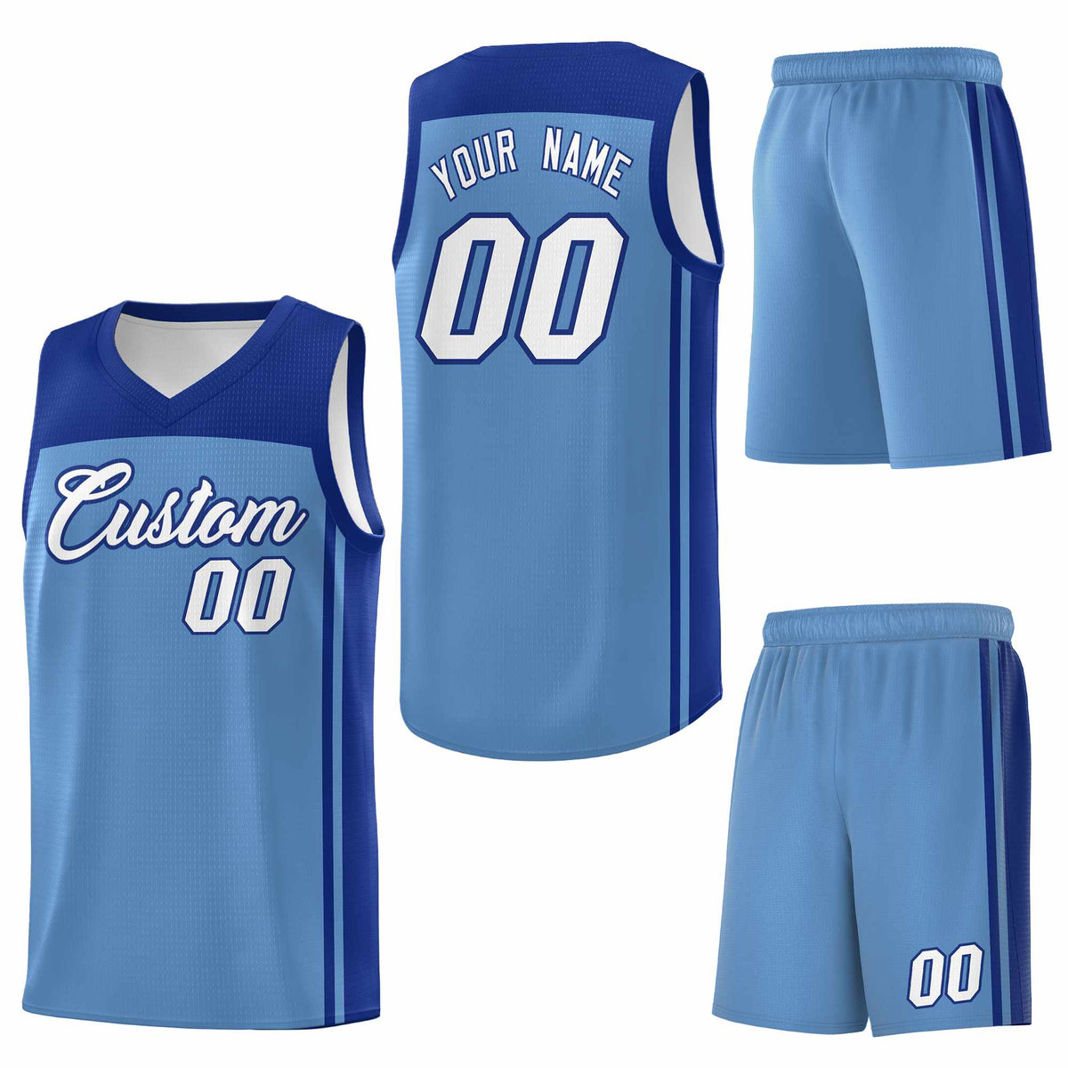 Custom Light Blue Royal Classic Sets Sports Uniform Basketball Jersey