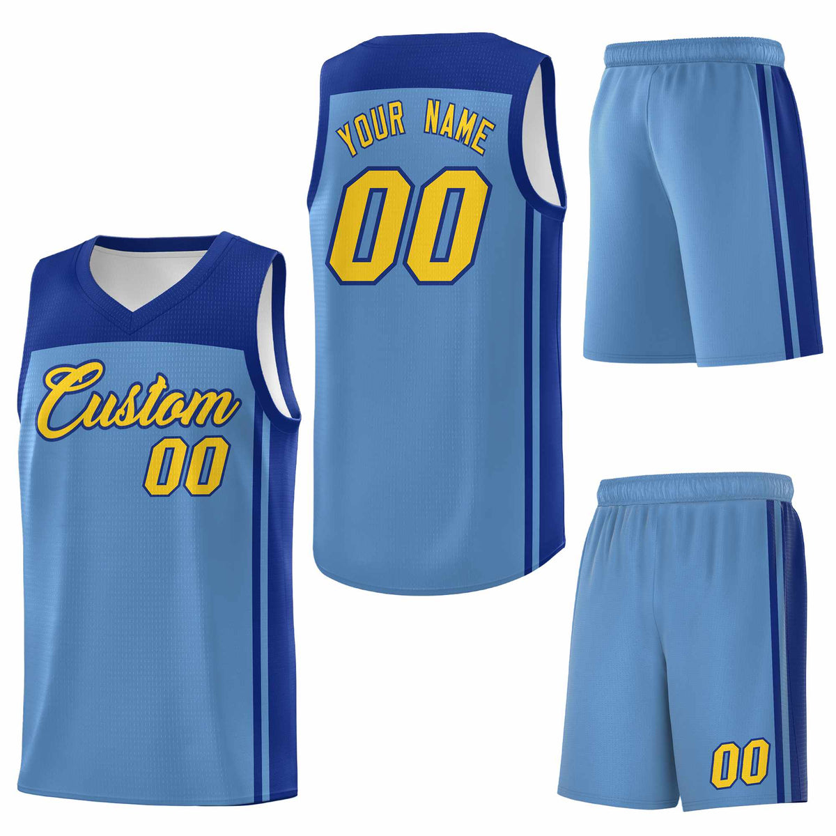 Custom Light Blue Royal Classic Sets Sports Uniform Basketball Jersey