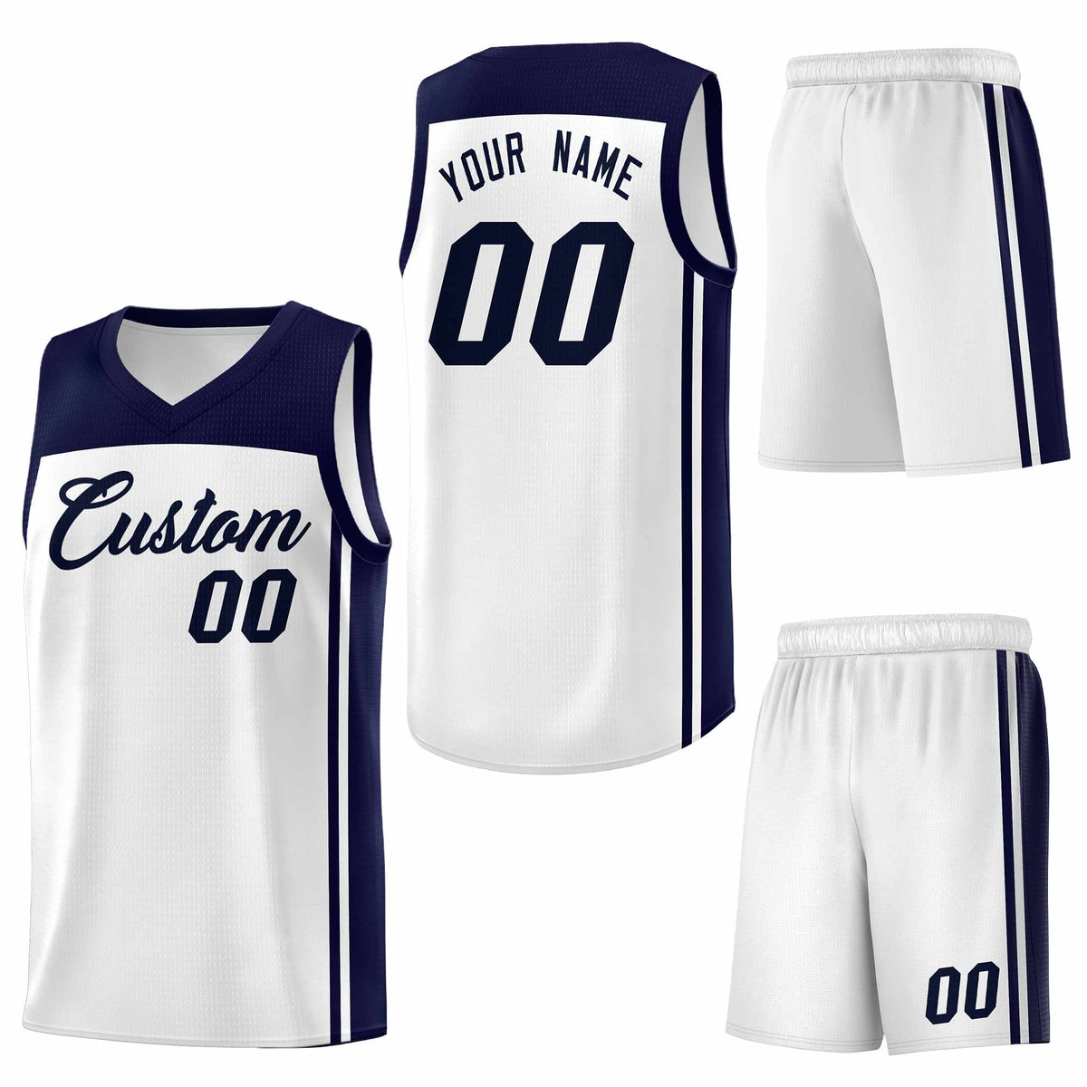 Custom White Navy Classic Sets Sports Uniform Basketball Jersey