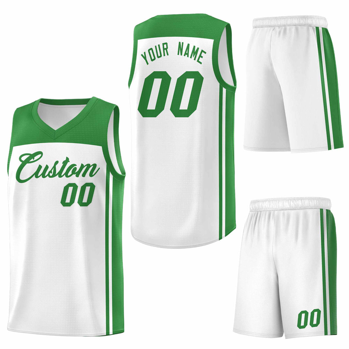 Custom White Kelly Green Classic Sets Sports Uniform Basketball Jersey