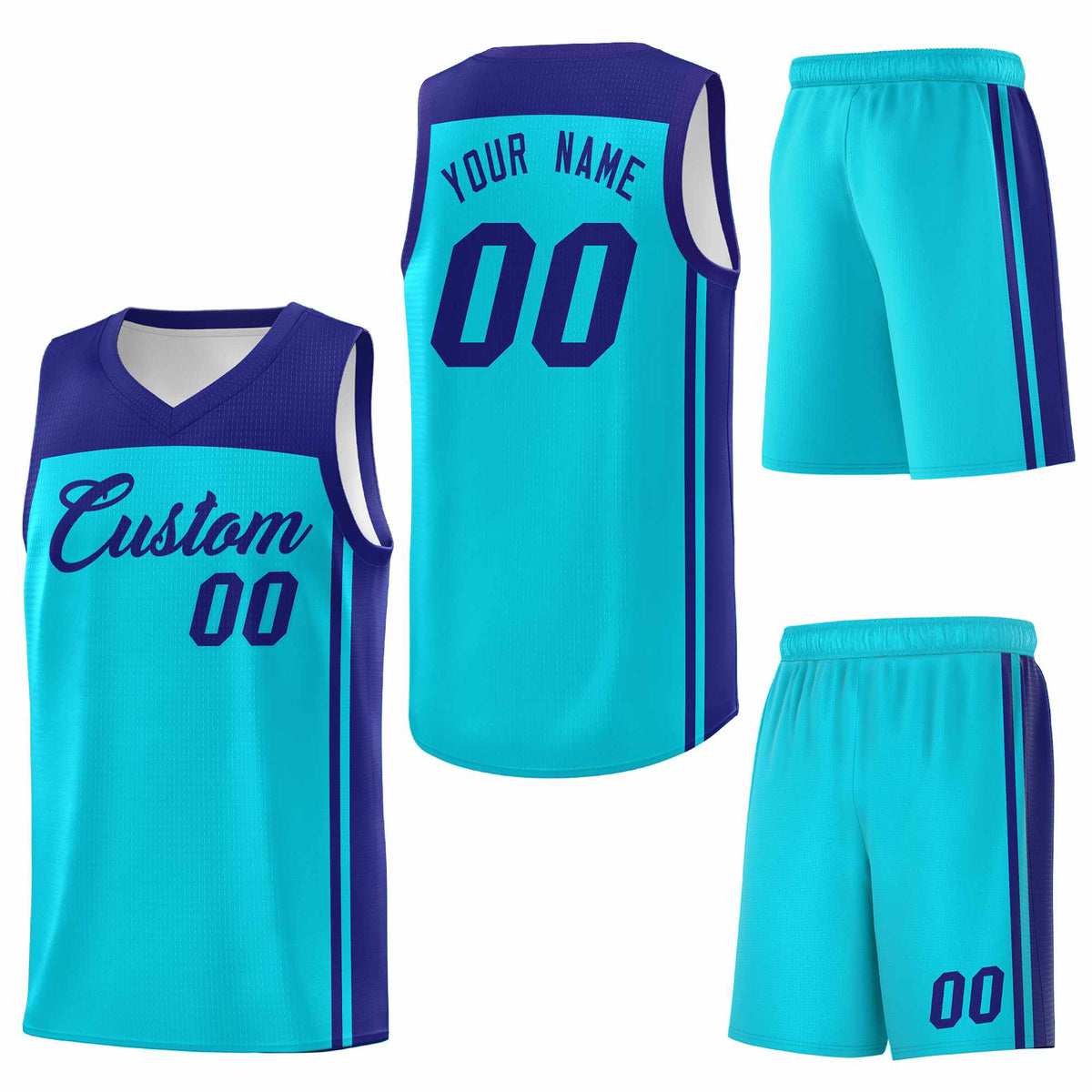 Custom Sky Blue Purple Classic Sets Sports Uniform Basketball Jersey