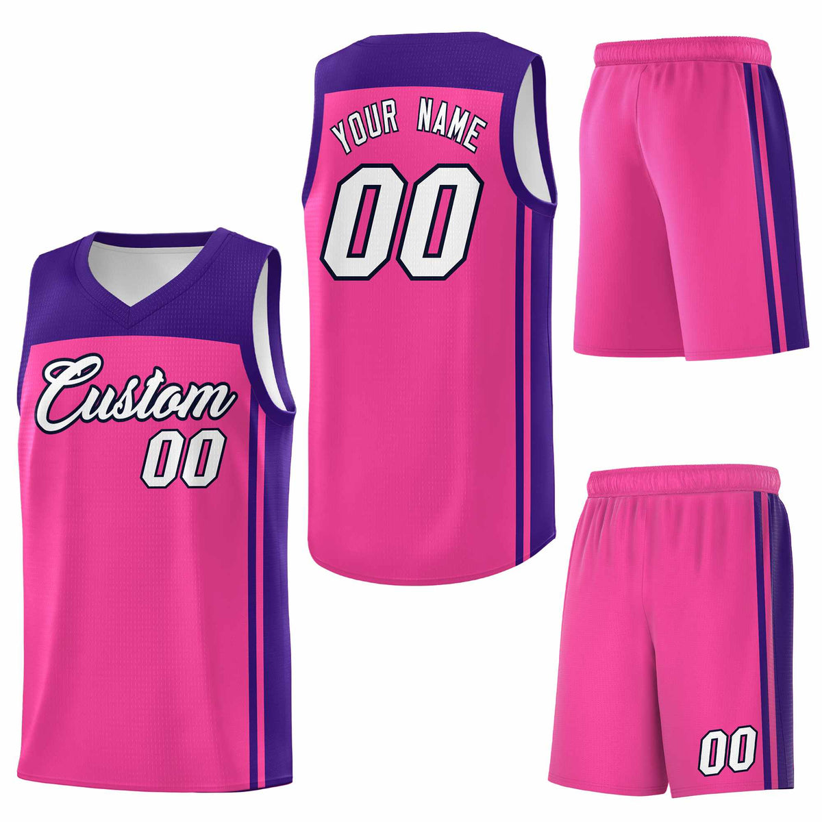 Custom Pink Purple Classic Sets Sports Uniform Basketball Jersey