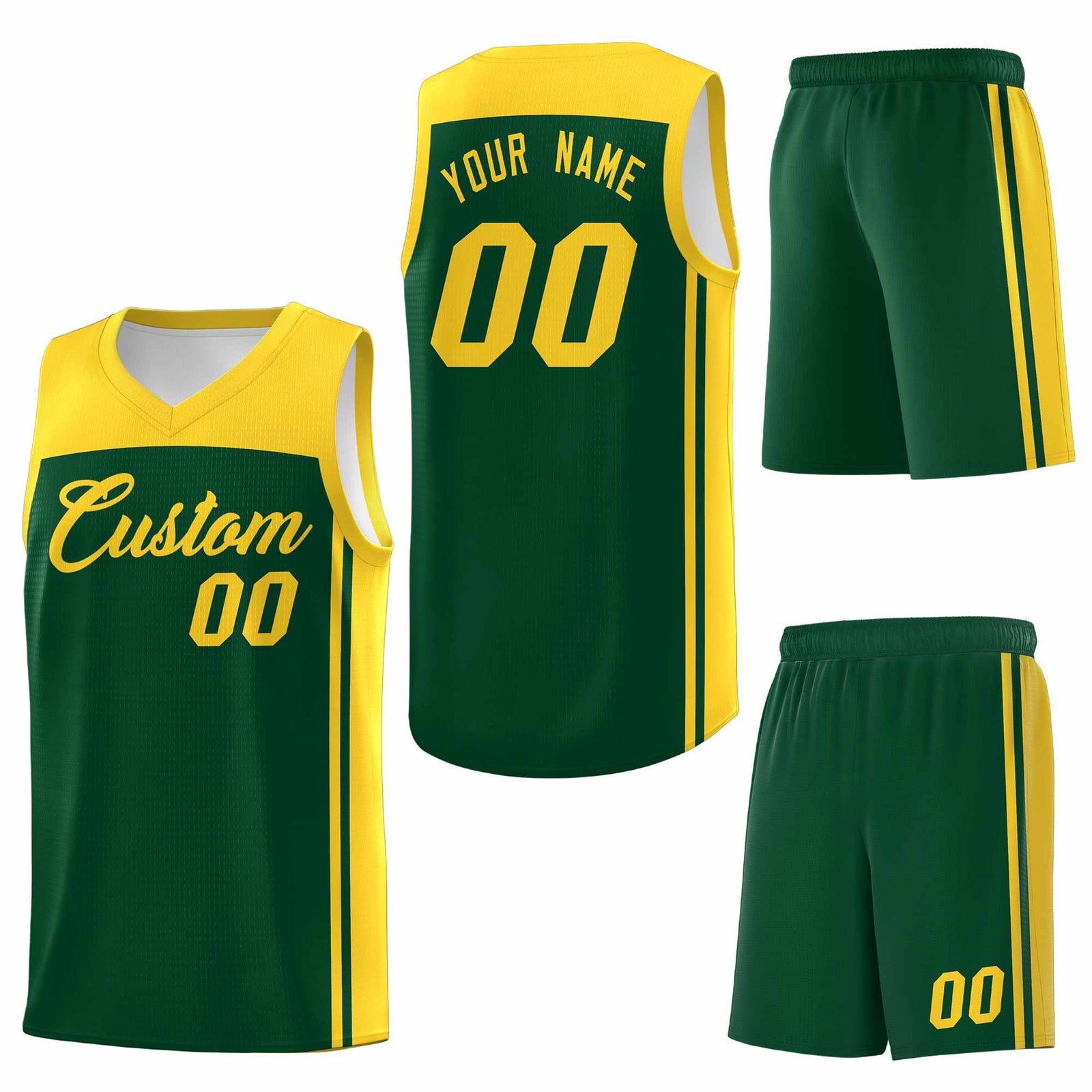 Custom Green Gold Classic Sets Sports Uniform Basketball Jersey