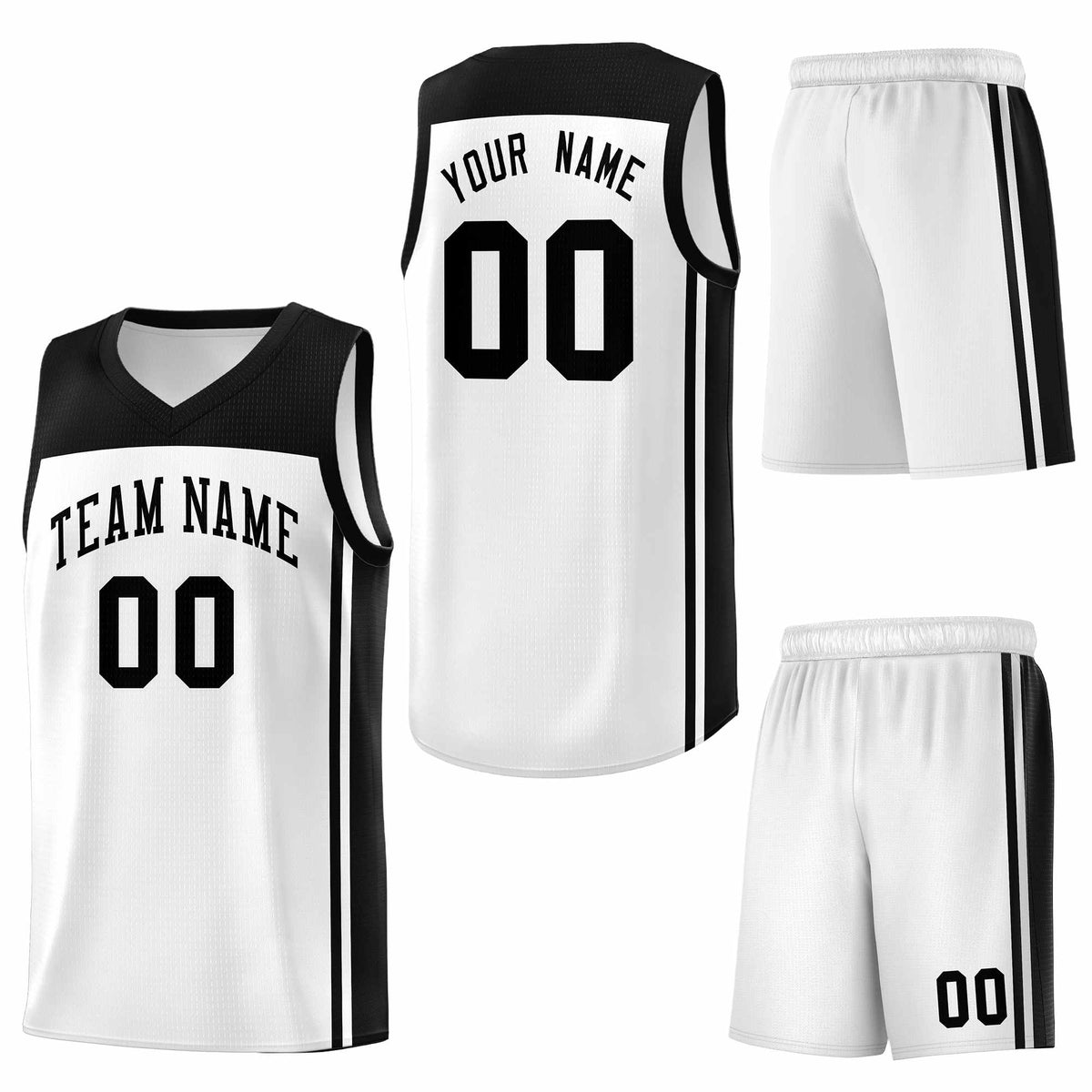Custom White Black Classic Sets Sports Uniform Basketball Jersey