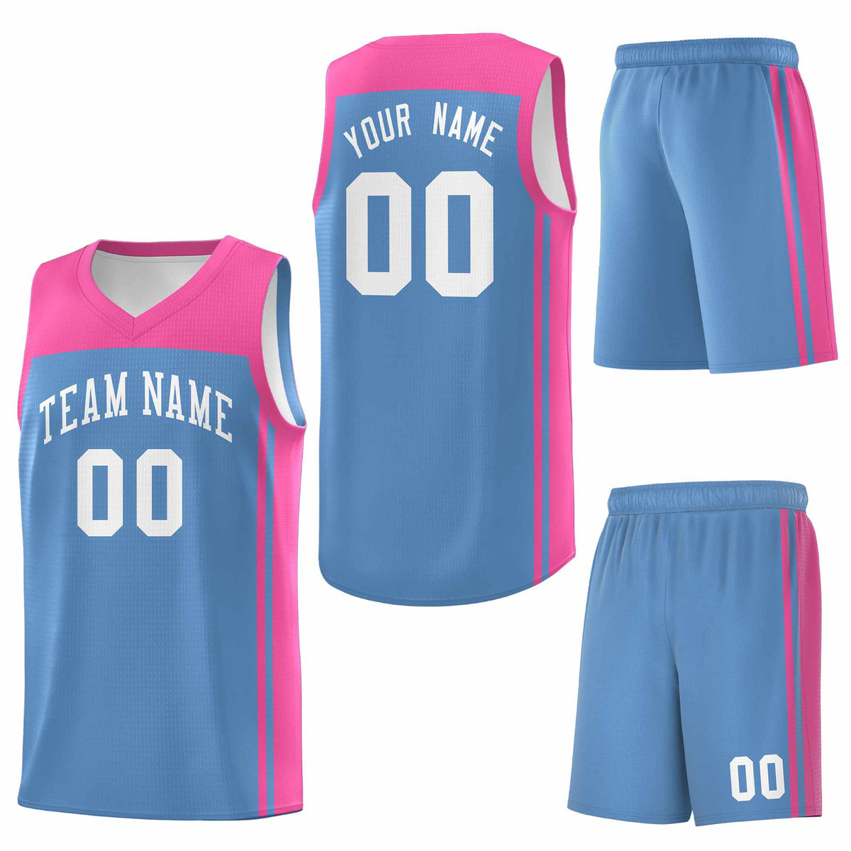 Custom Light Blue Pink Classic Sets Sports Uniform Basketball Jersey