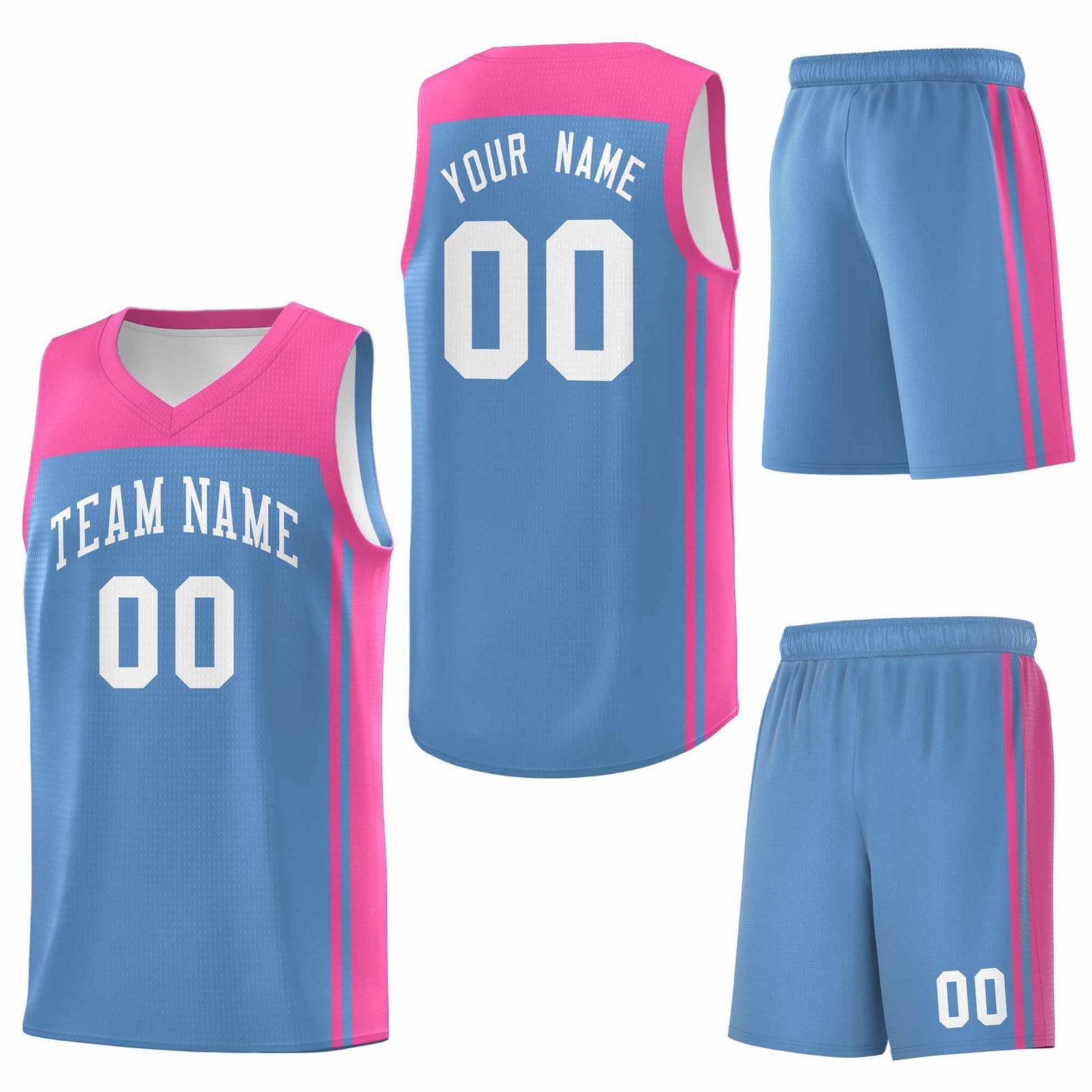 Custom Light Blue Pink Classic Sets Sports Uniform Basketball Jersey