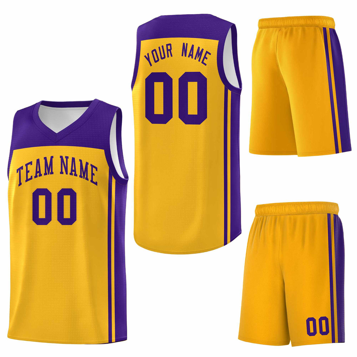 Custom Yellow Purple Classic Sets Sports Uniform Basketball Jersey