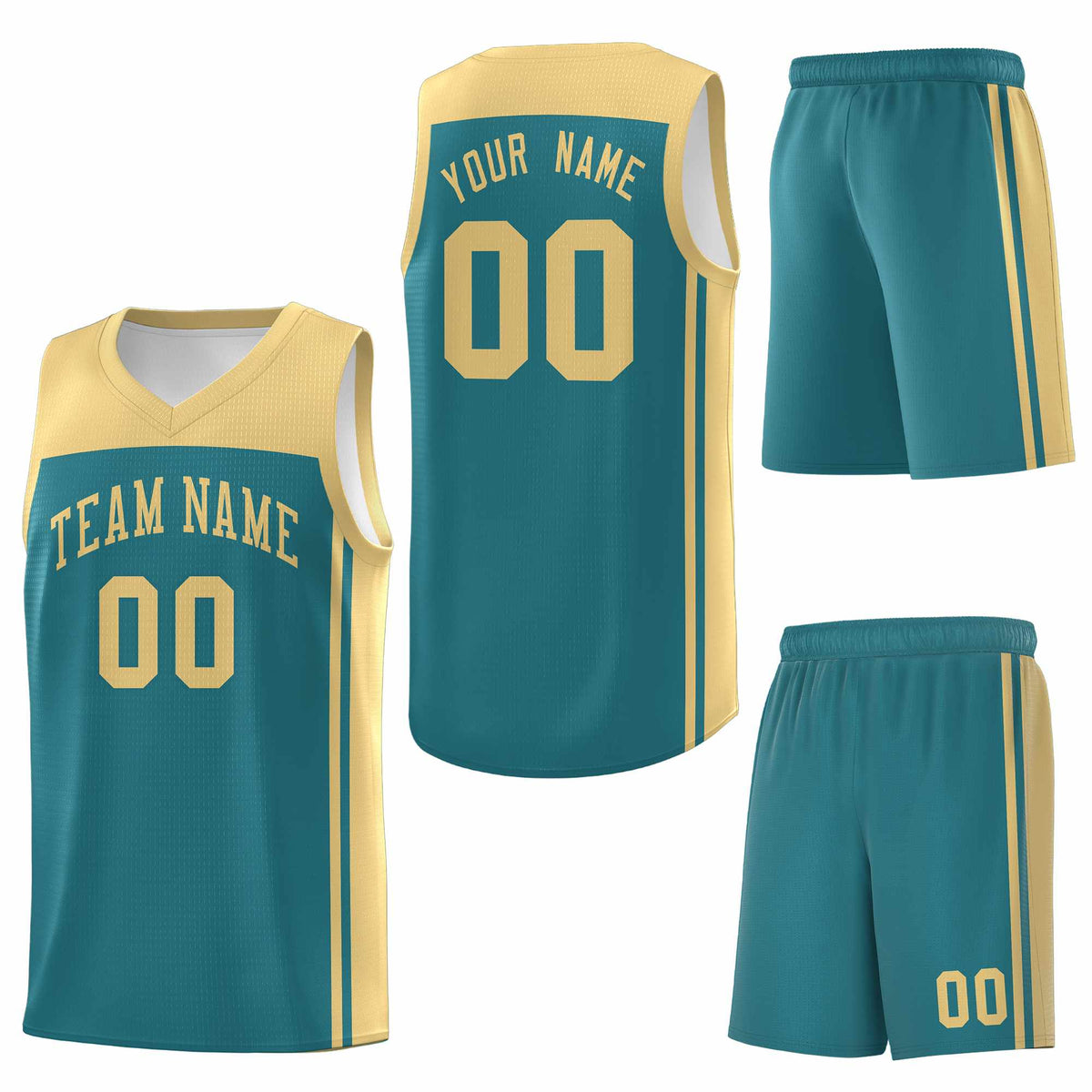 Custom Aqua Khaki Classic Sets Sports Uniform Basketball Jersey