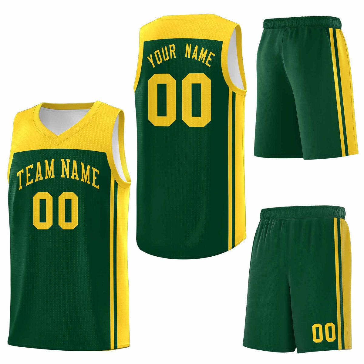 Custom Green Gold Classic Sets Sports Uniform Basketball Jersey