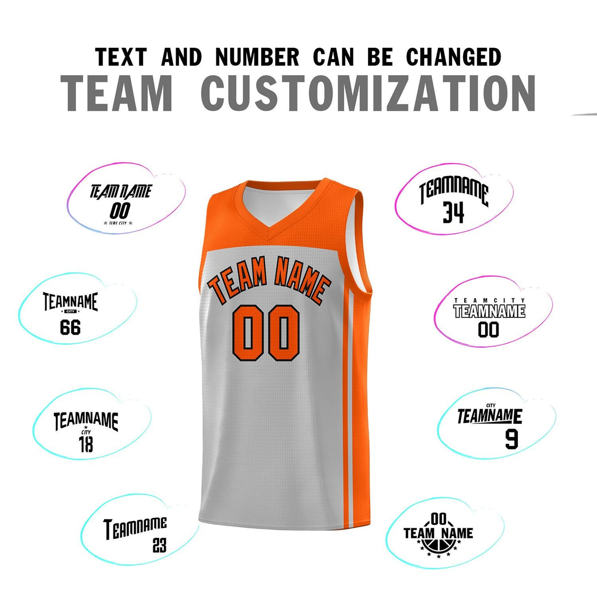 Custom Grey Orange Classic Sets Sports Uniform Basketball Jersey