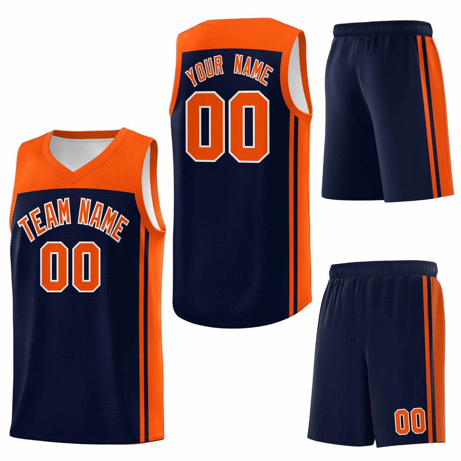 Custom Navy Orange Classic Sets Sports Uniform Basketball Jersey
