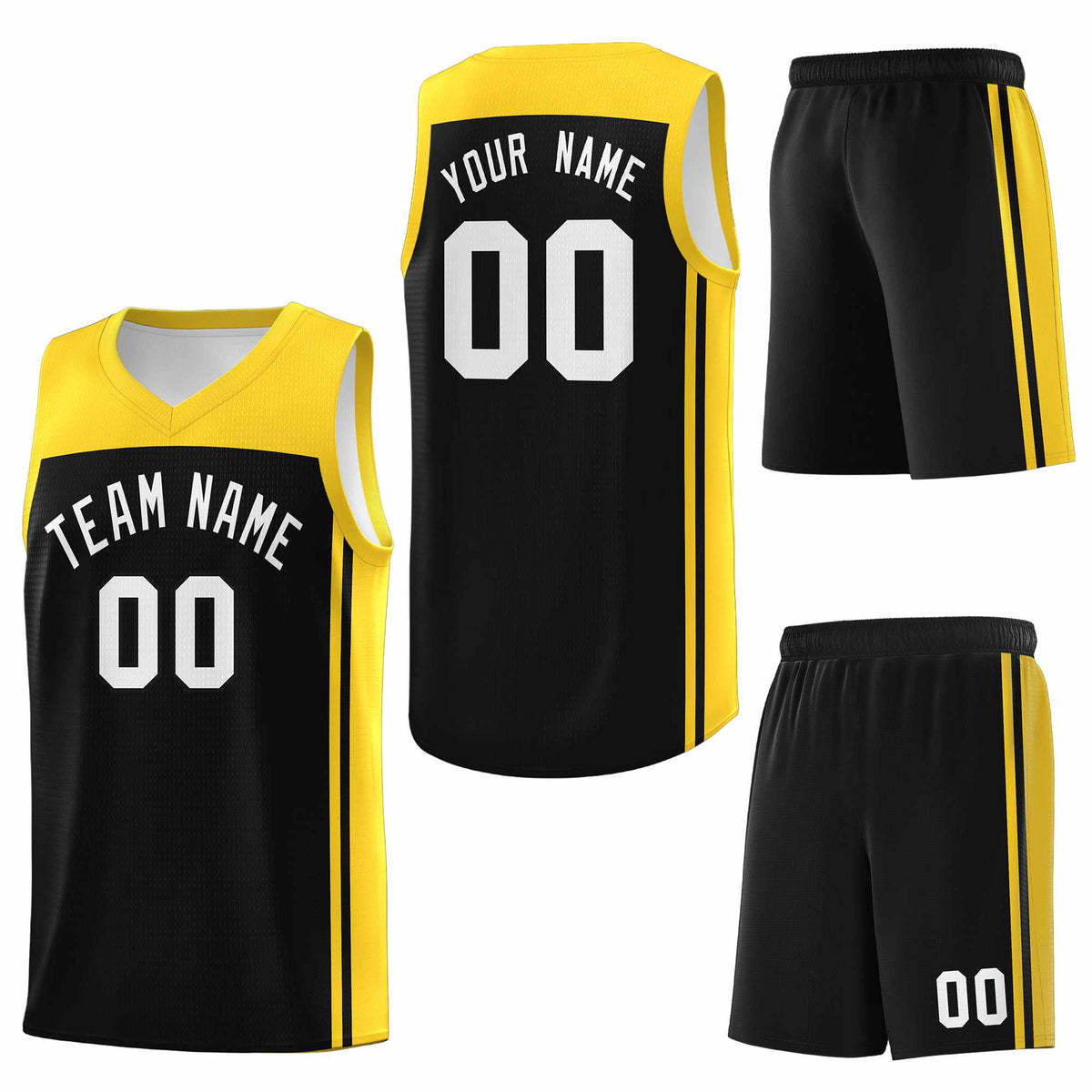Custom Black Gold Classic Sets Sports Uniform Basketball Jersey