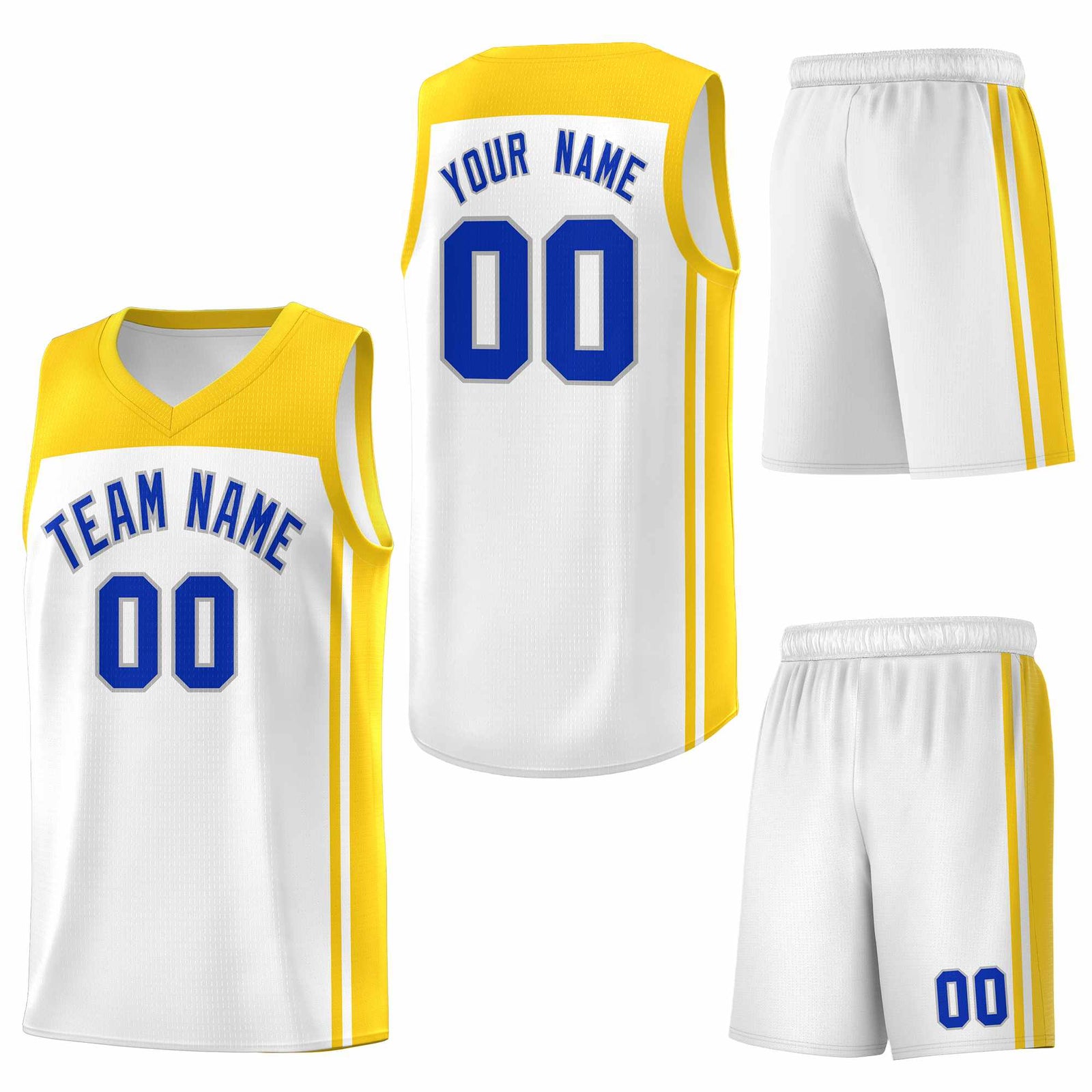 Custom White Gold Classic Sets Sports Uniform Basketball Jersey
