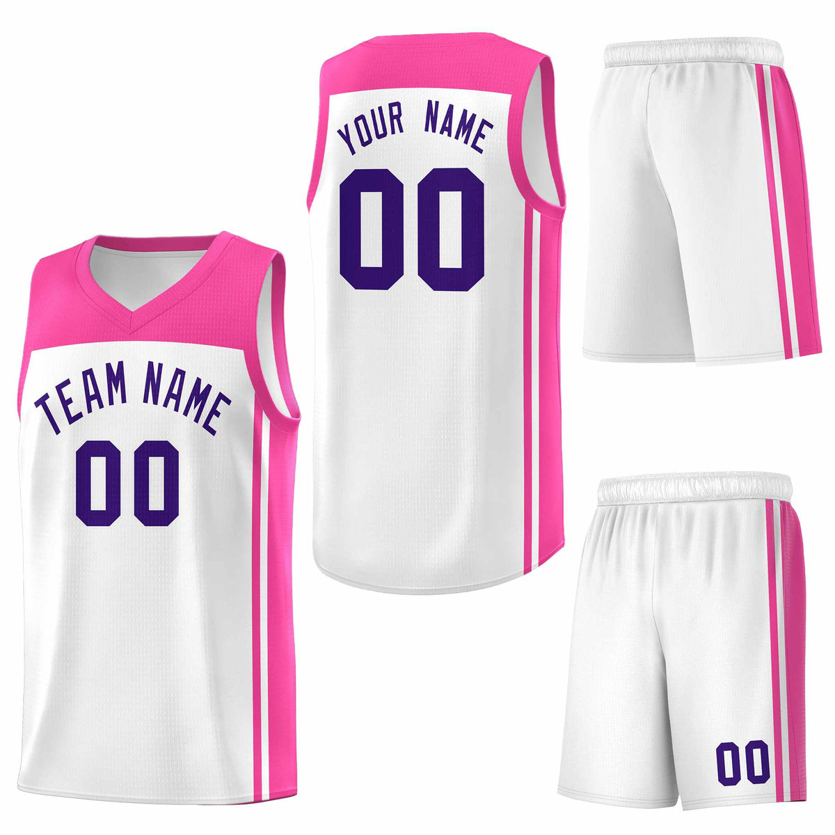 Custom White Pink Classic Sets Sports Uniform Basketball Jersey