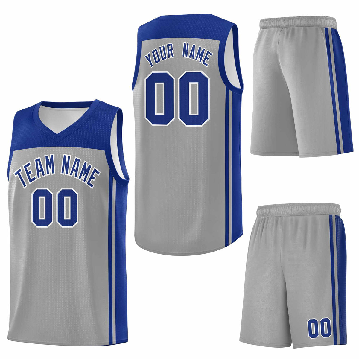 Custom Grey Navy Classic Sets Sports Uniform Basketball Jersey