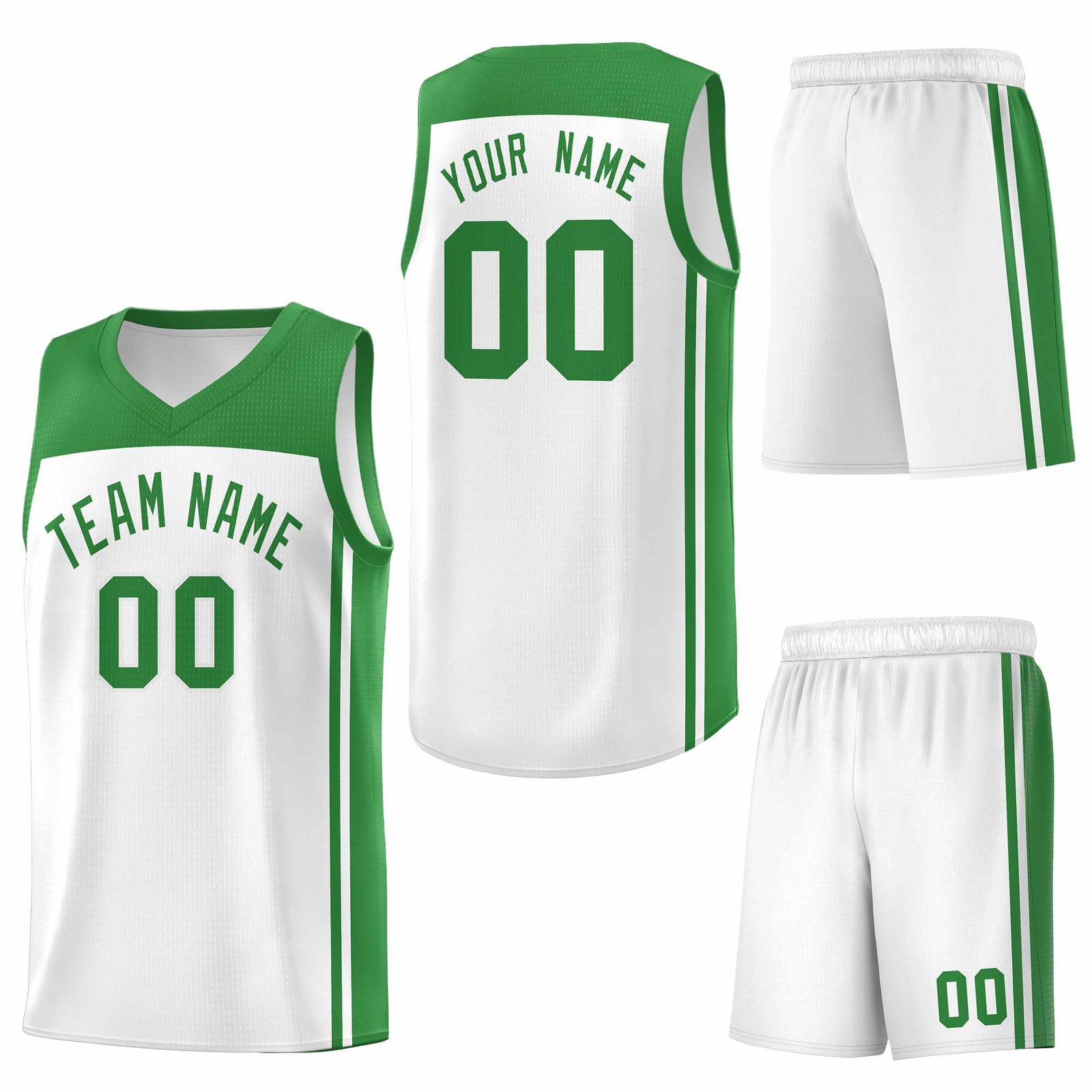 Custom White Kelly Green Classic Sets Sports Uniform Basketball Jersey