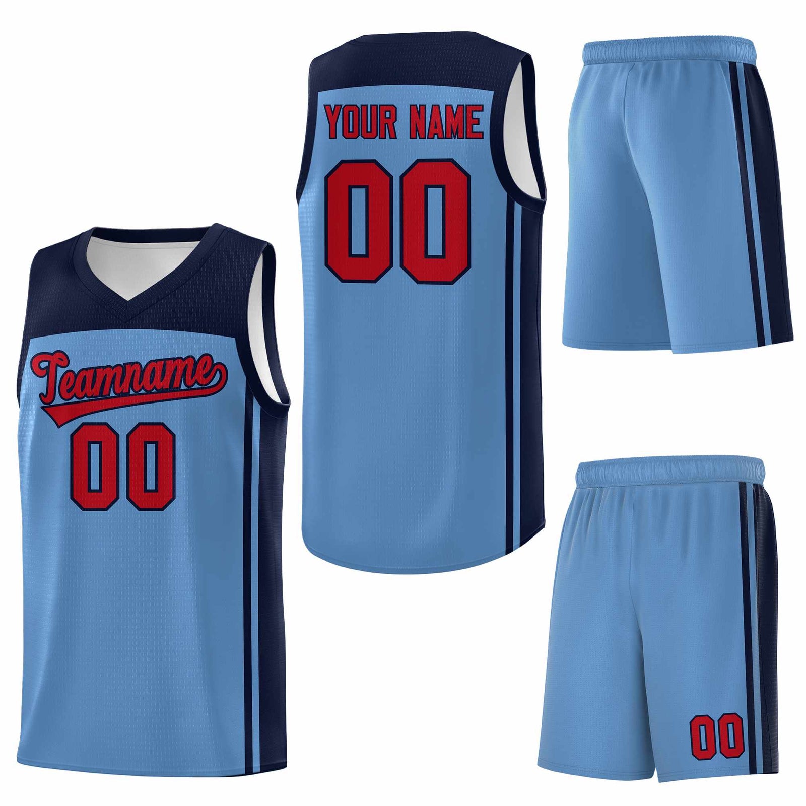 Custom Light Blue Navy Classic Sets Sports Uniform Basketball Jersey