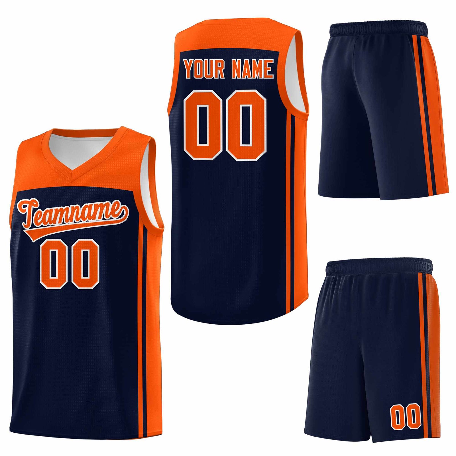 Custom Navy Orange Classic Sets Sports Uniform Basketball Jersey