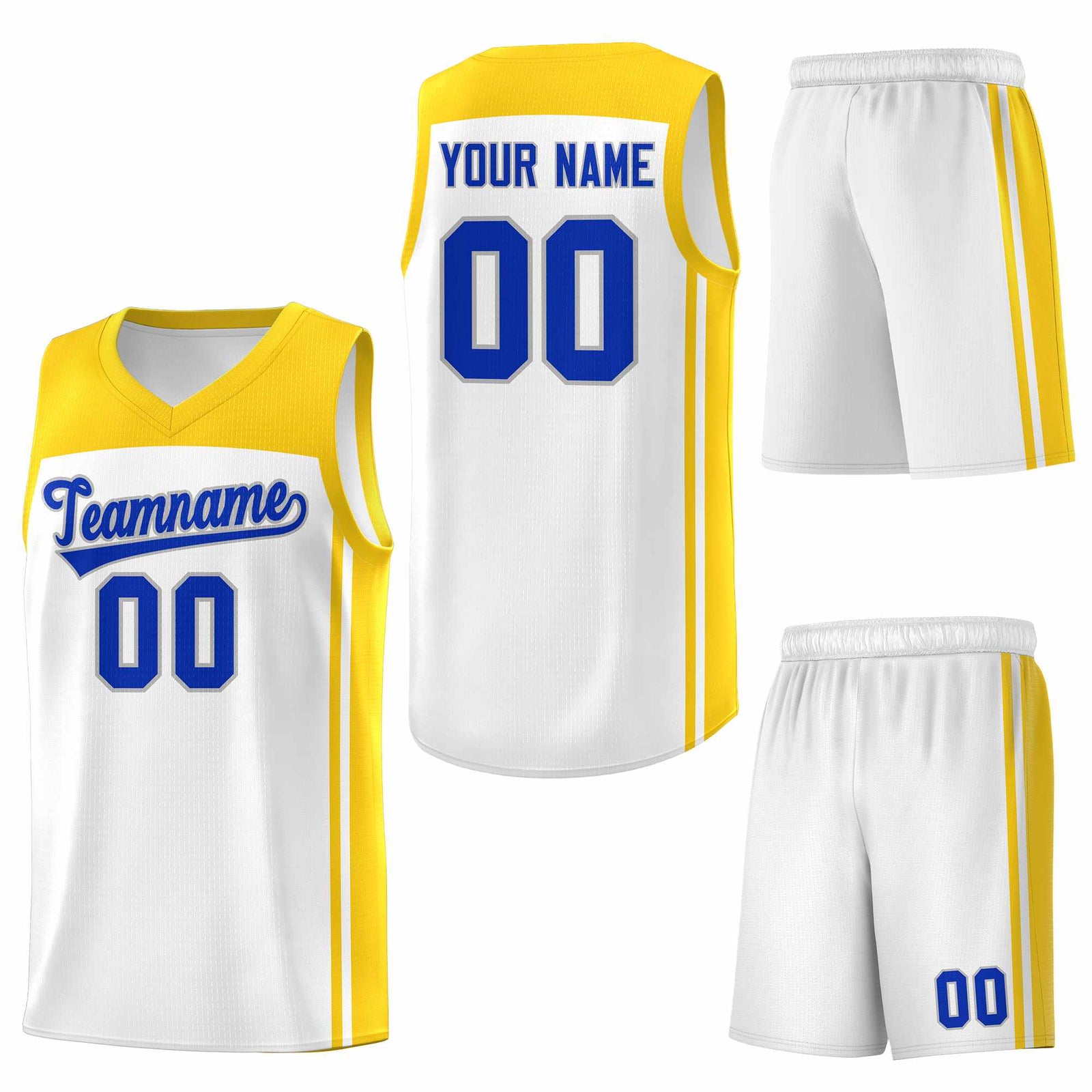 Custom White Gold Classic Sets Sports Uniform Basketball Jersey