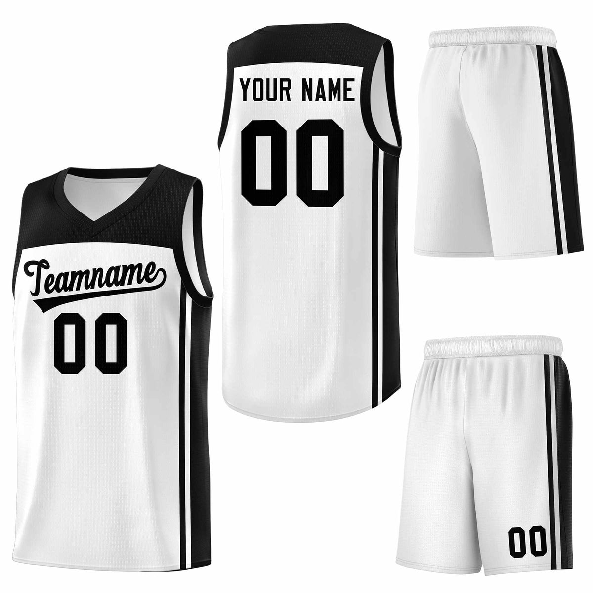 Custom White Black Classic Sets Sports Uniform Basketball Jersey