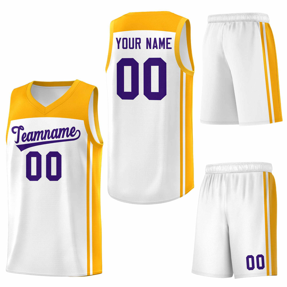 Custom White Yellow Classic Sets Sports Uniform Basketball Jersey