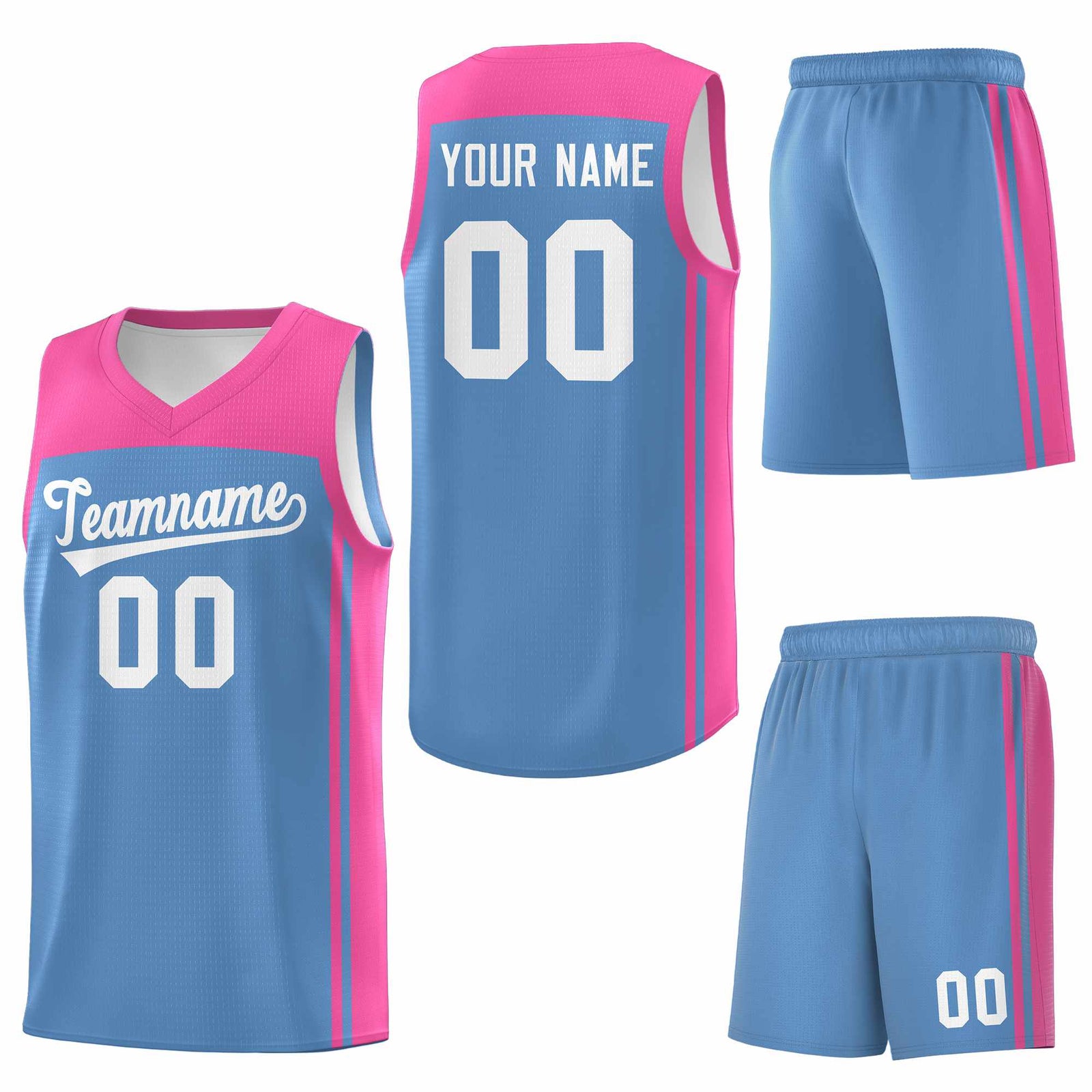Custom Light Blue Pink Classic Sets Sports Uniform Basketball Jersey