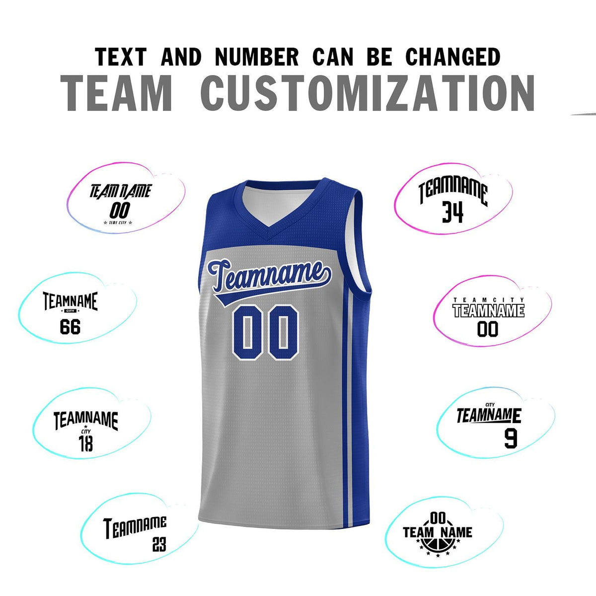 Custom Grey Navy Classic Sets Sports Uniform Basketball Jersey